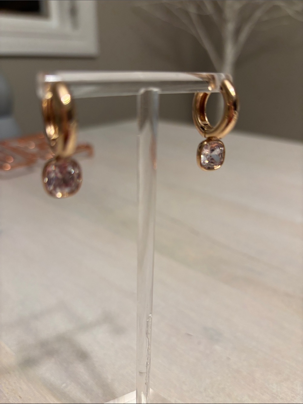 Anthropologie Gold-Tone Huggie Hoop Earrings with Crystal